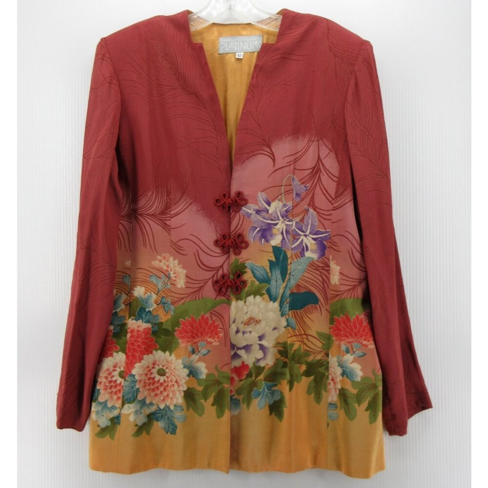 VINTAGE Dorothy Schoelen Platinum Top 12 Art To Wear Floral Blouse